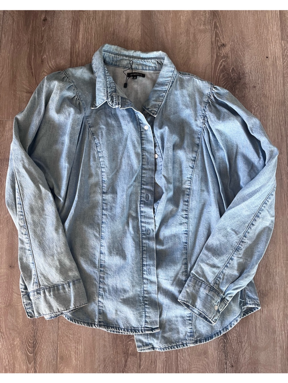 Dynamite Light Wash Denim Button-Up Shirt Size L